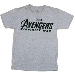Avengers Mens T-Shirt Infinity War Simple Word Logo Gray 2XL 2X Marvel Shirt Top
